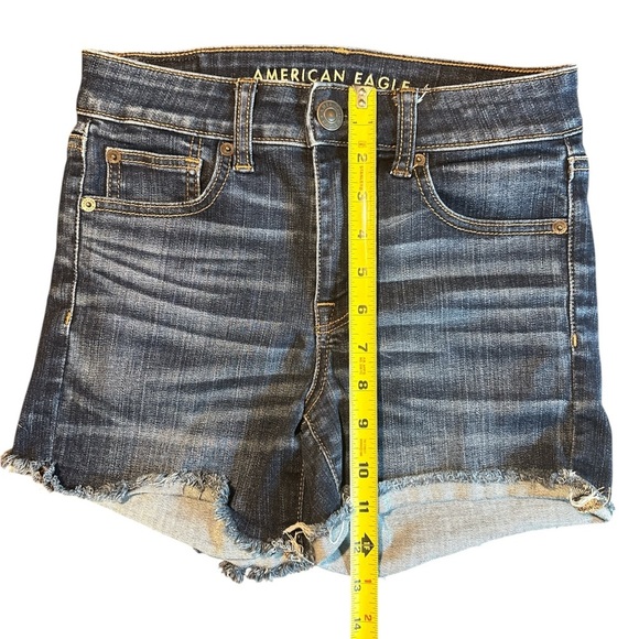 American Eagle Women’s Size 2 Hi Rise Shortie Shorts Jean Stretch Dark Wash - Picture 6 of 6